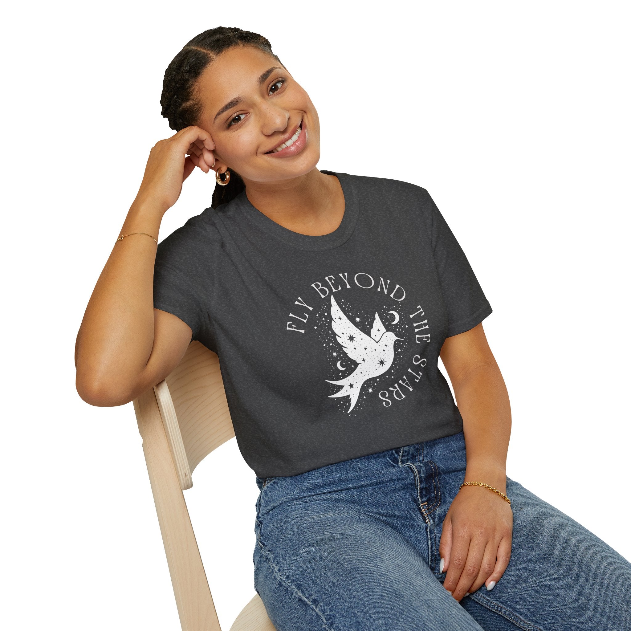 Fly Beyond The Stars Celestial Bird Graphic T-Shirt