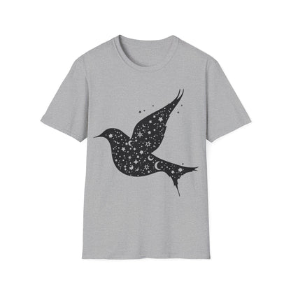 Celestial Bird Unisex Softstyle T-Shirt - Cosmic Star Print