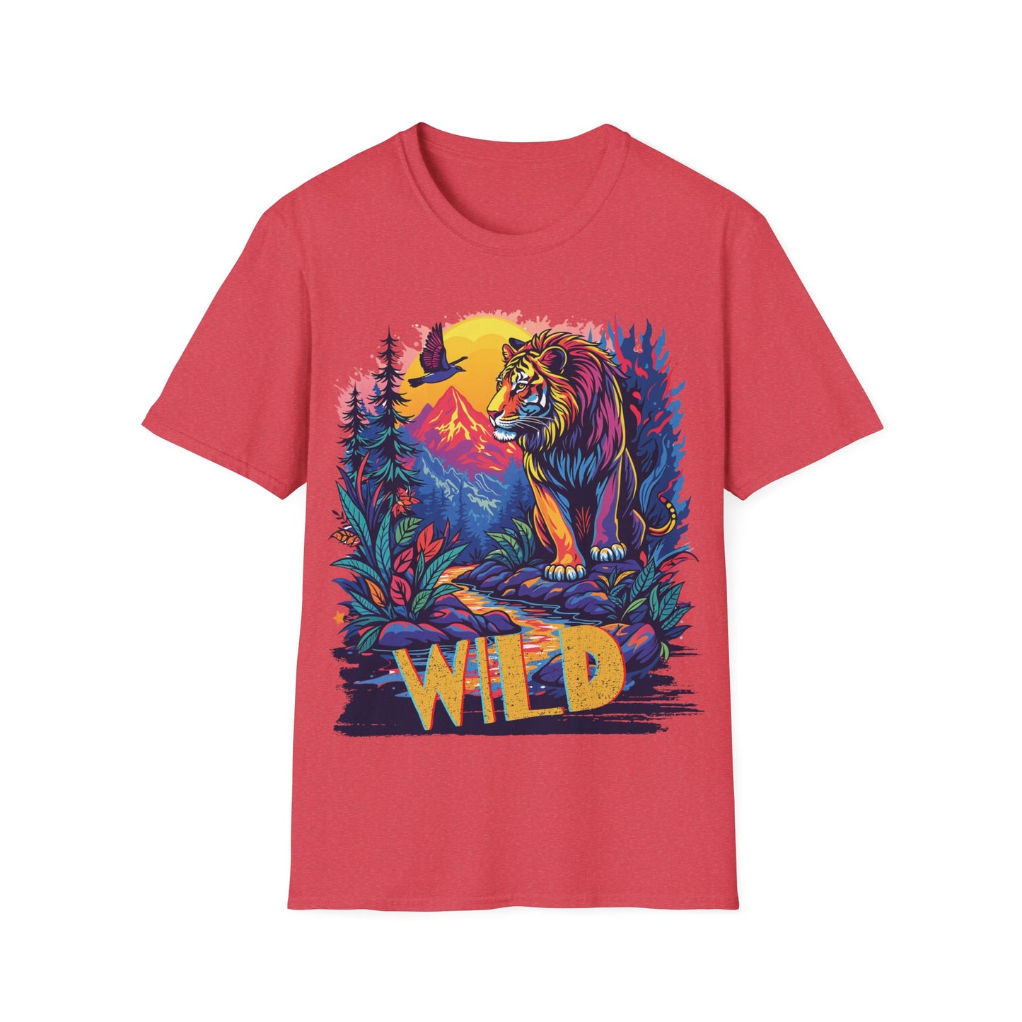 Wild Lion Graphic Unisex Softstyle T-Shirt - Nature Lover's Apparel