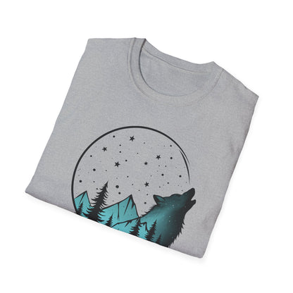 Howling Wolf Unisex Softstyle T-Shirt - Nature Graphic Tee for Adventure Lovers