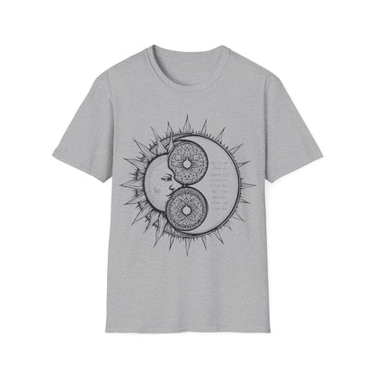 Sun and Moon Unisex Softstyle T-Shirt - Boho Aesthetic Tee for Spiritual Vibes