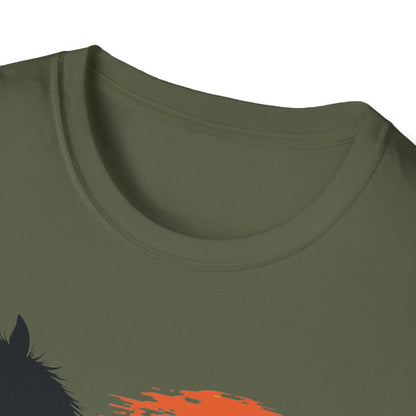 Mountain Sunset Horse Unisex Softstyle T-Shirt - Nature Lover Tee