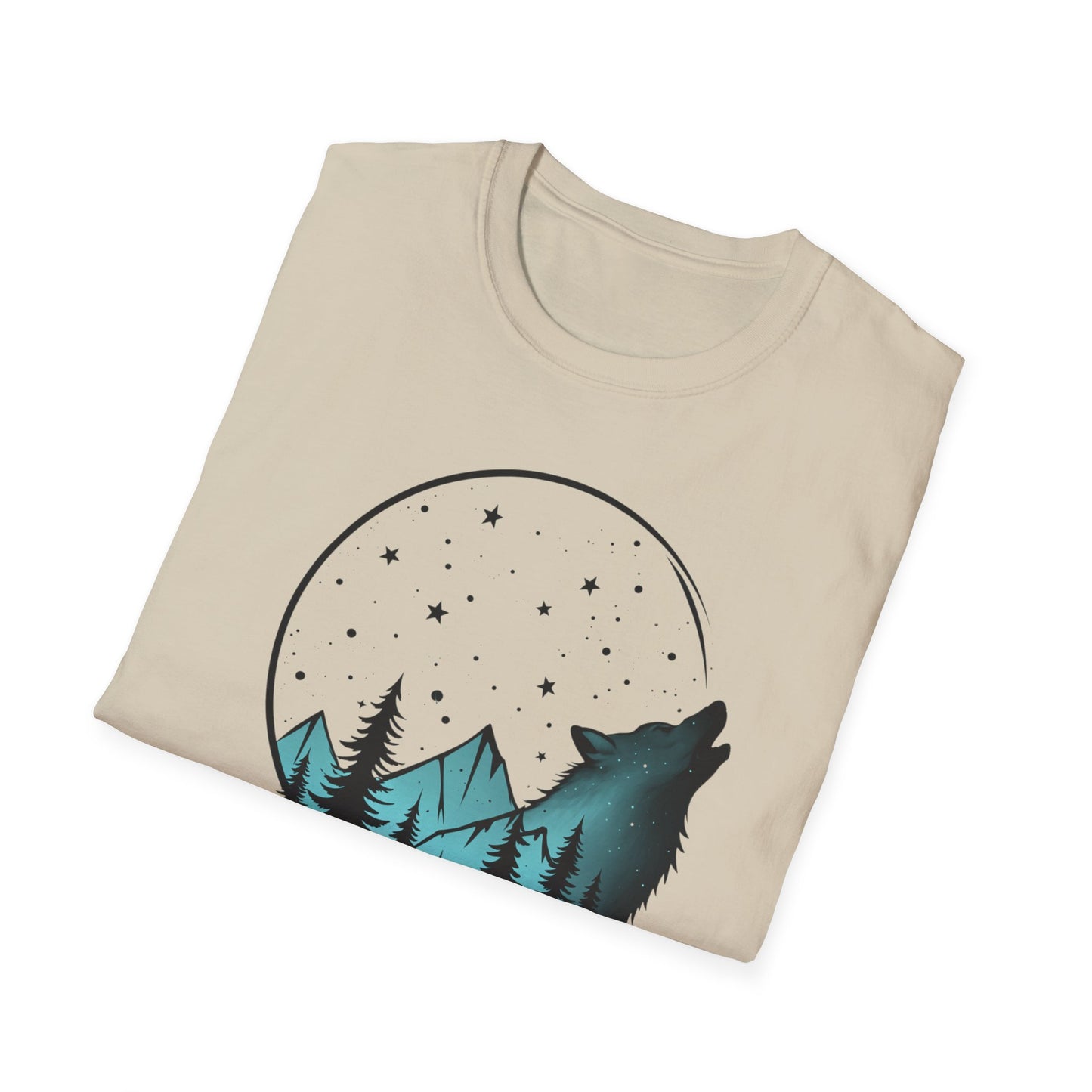 Howling Wolf Unisex Softstyle T-Shirt - Nature Graphic Tee for Adventure Lovers