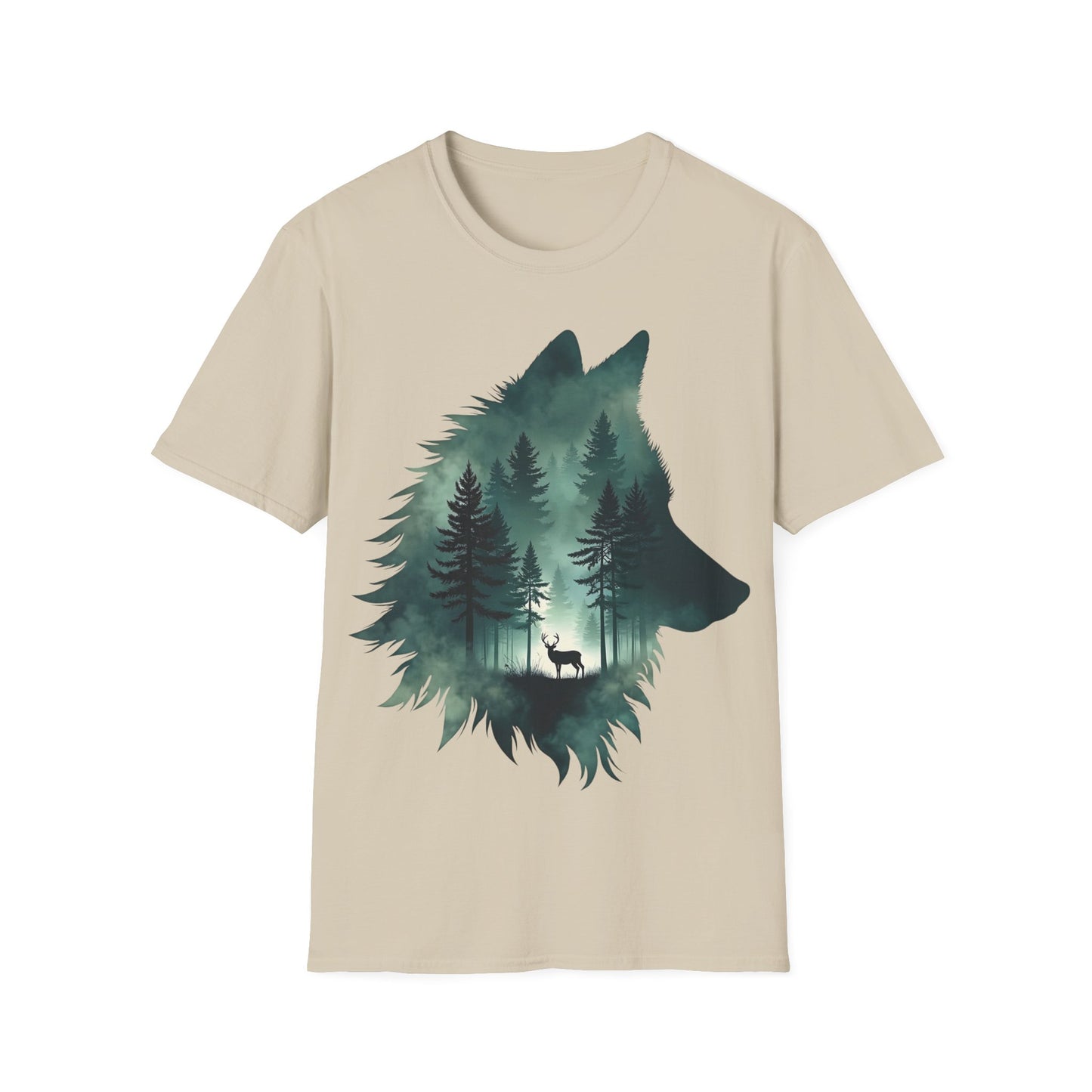 Wolf Silhouette Nature Unisex Softstyle T-Shirt