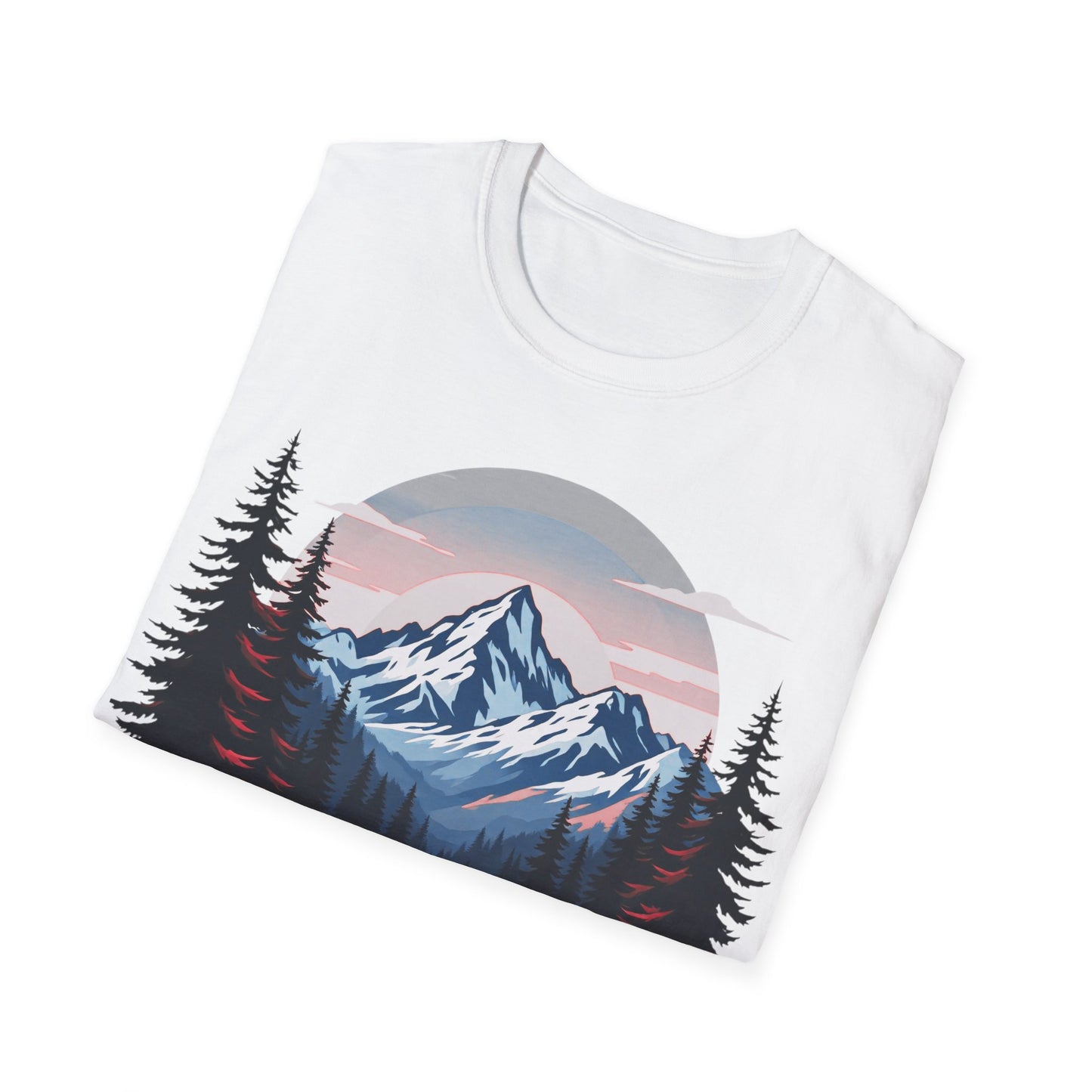 Adventure Awaits Unisex Softstyle T-Shirt - Mountain Camping Graphic Tee