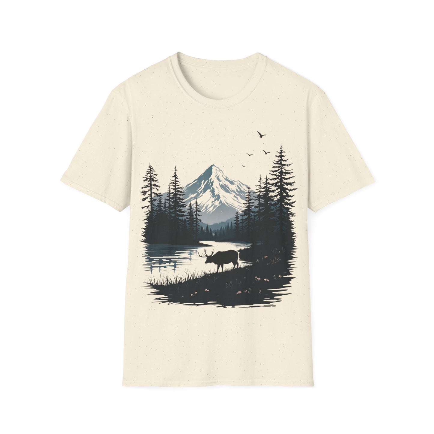 Mountain Moose Unisex Softstyle T-Shirt - Nature Lover's Tee