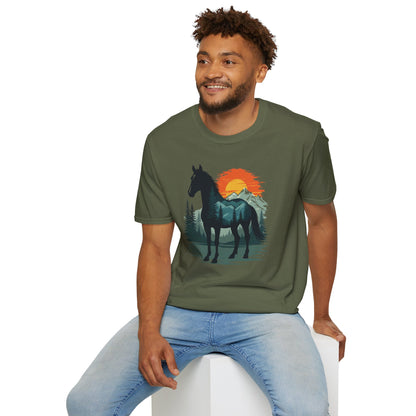 Mountain Sunset Horse Graphic T-Shirt