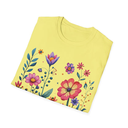 Floral Print Unisex Softstyle T-Shirt - Perfect for Spring Celebrations