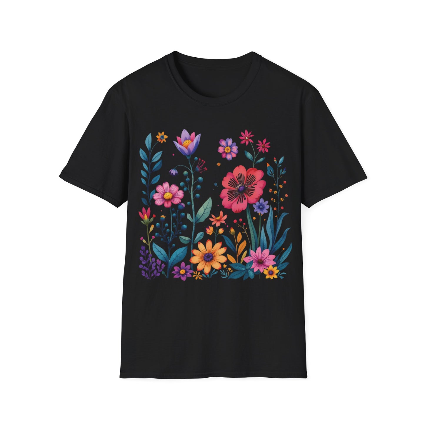 Floral Print Unisex Softstyle T-Shirt - Perfect for Spring Celebrations