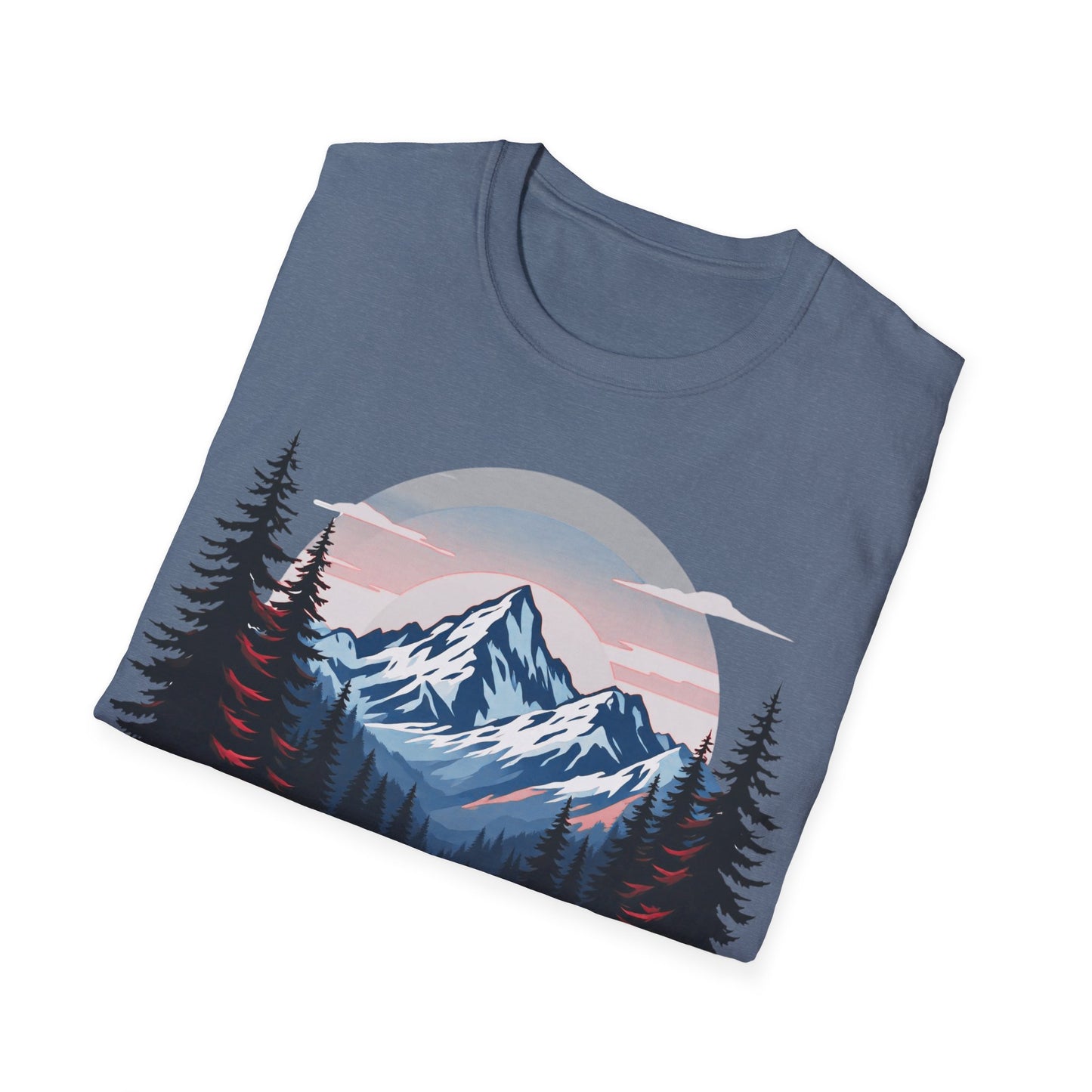 Adventure Awaits Unisex Softstyle T-Shirt - Mountain Camping Graphic Tee