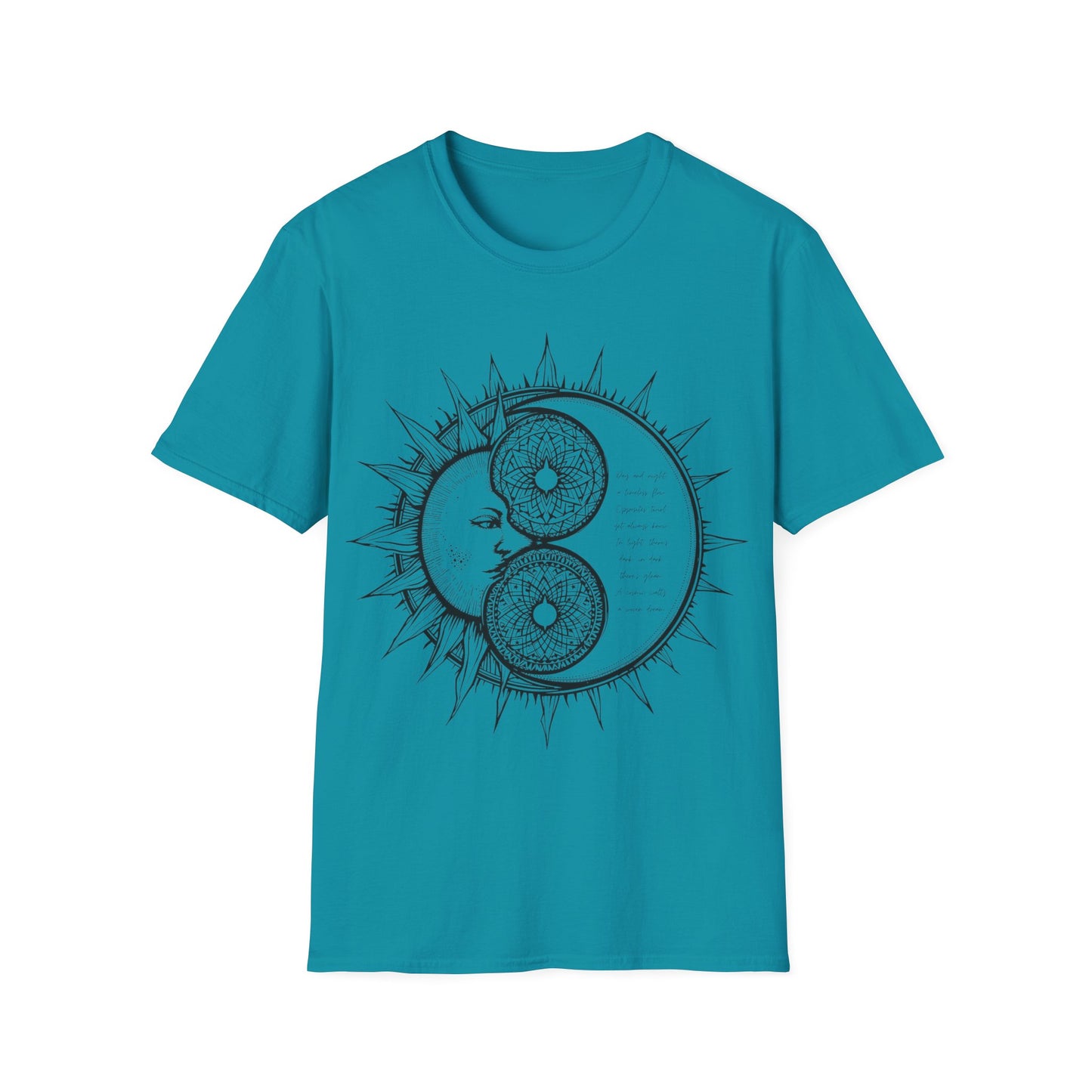 Sun and Moon Unisex Softstyle T-Shirt - Boho Aesthetic Tee for Spiritual Vibes