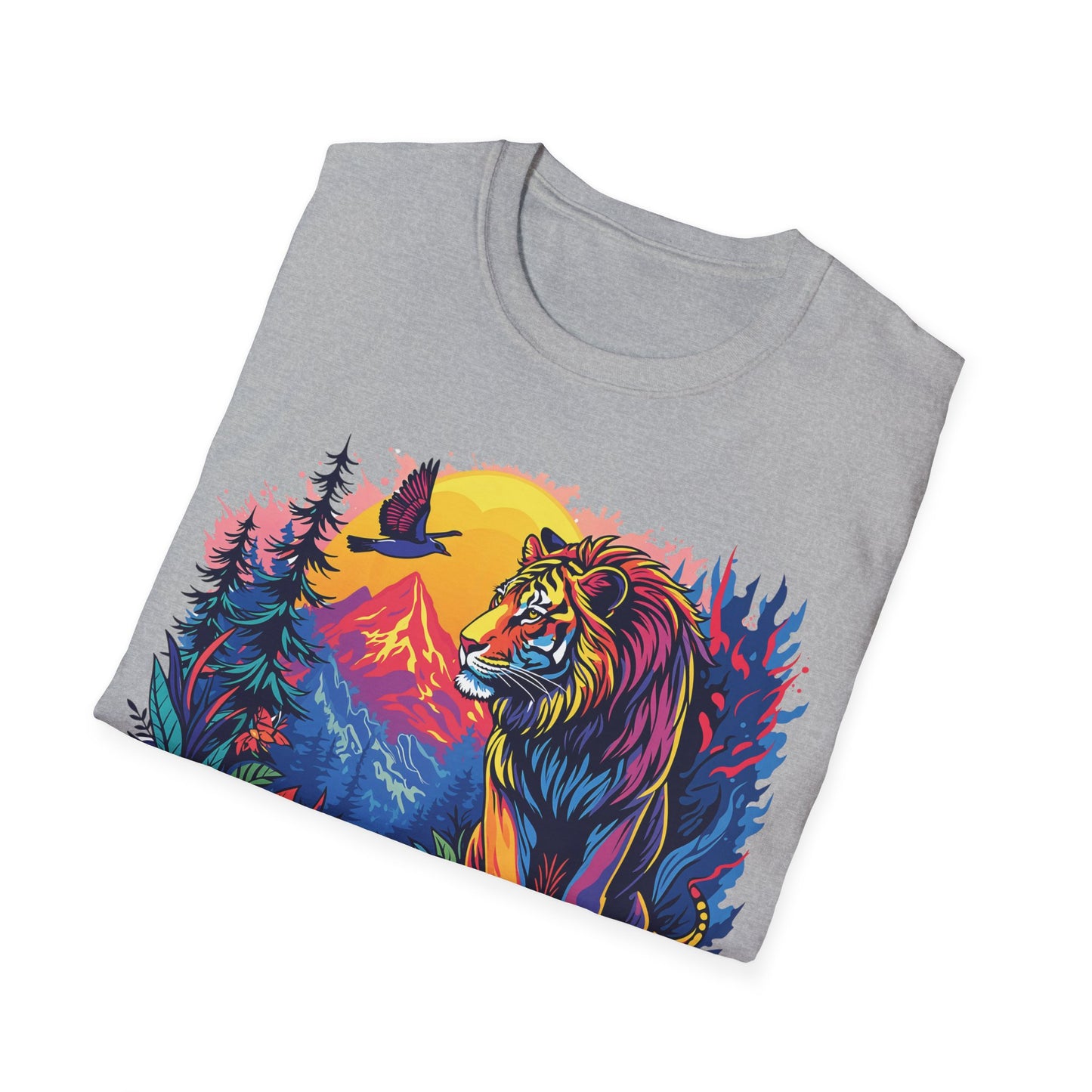 Wild Lion Graphic Unisex Softstyle T-Shirt - Nature Lover's Apparel