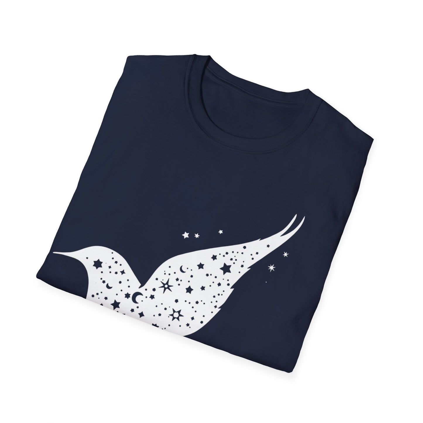 Celestial Bird Unisex Softstyle T-Shirt - Cosmic Star Print