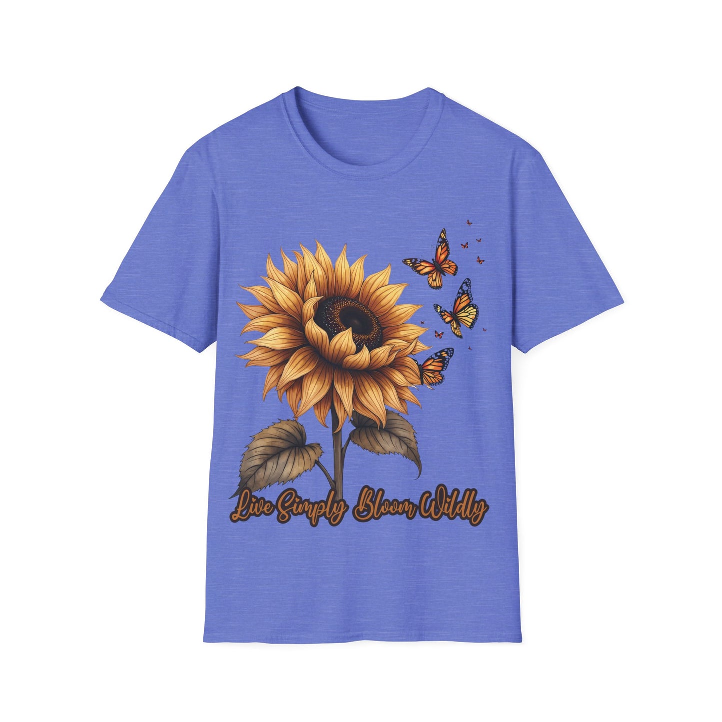 Live Simply, Bloom Wildly Sunflower Unisex Softstyle T-Shirt