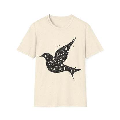 Celestial Bird Unisex Softstyle T-Shirt - Cosmic Star Print