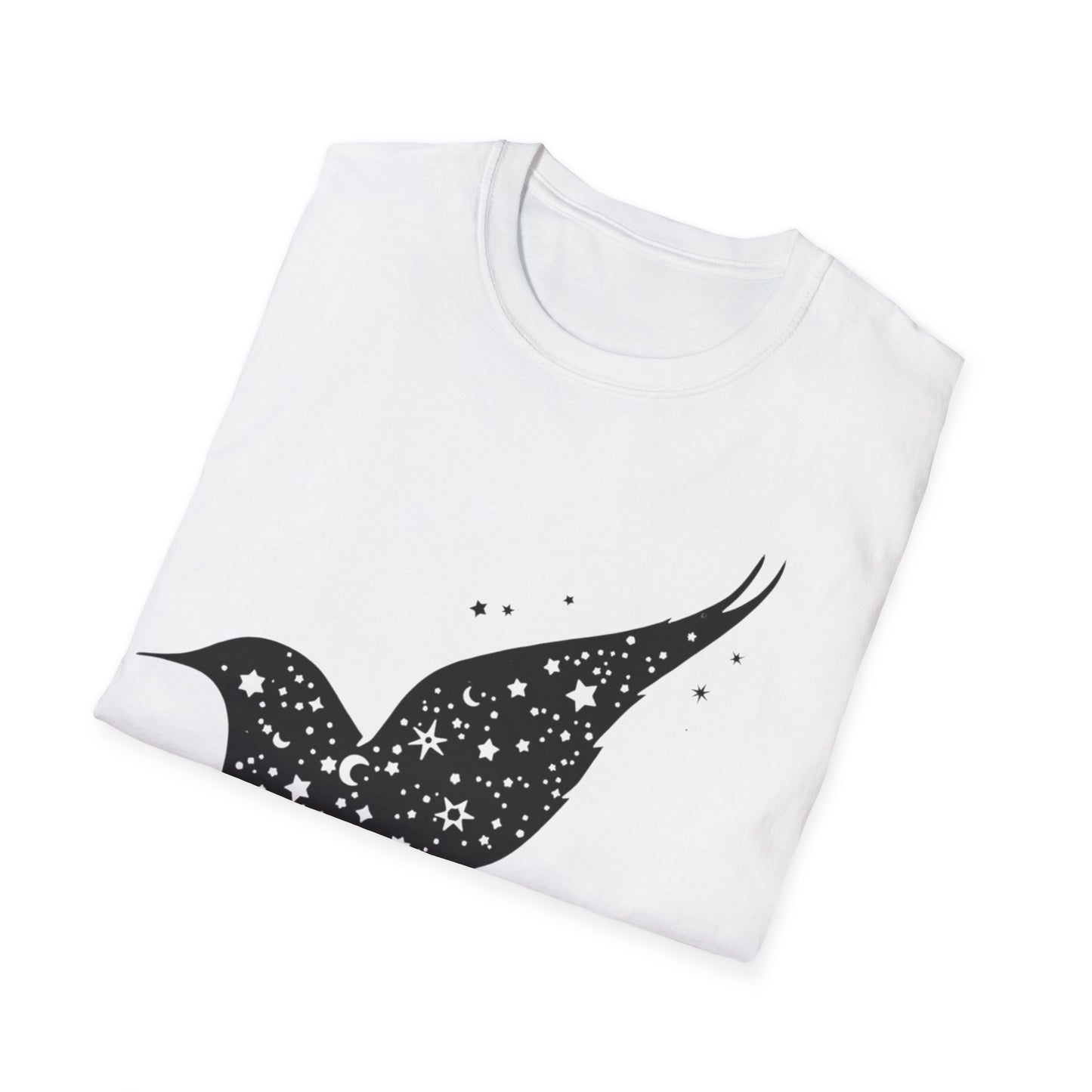 Celestial Bird Unisex Softstyle T-Shirt - Cosmic Star Print