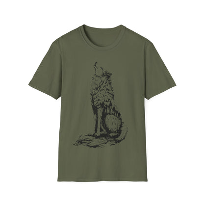 Howling Wolf Unisex Softstyle T-Shirt – Nature Inspired Graphic Tee for Outdoor Enthusiasts