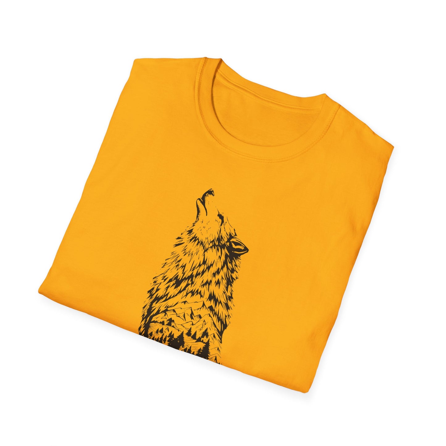 Howling Wolf Unisex Softstyle T-Shirt – Nature Inspired Graphic Tee for Outdoor Enthusiasts