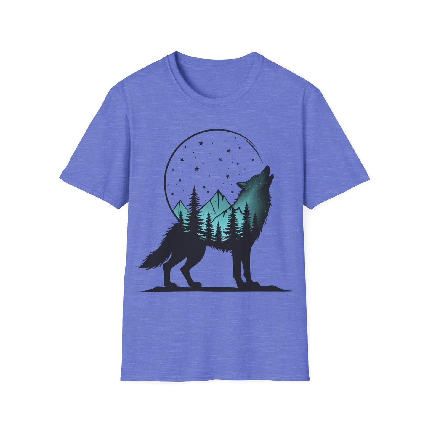 Howling Wolf Unisex Softstyle T-Shirt - Nature Graphic Tee for Adventure Lovers