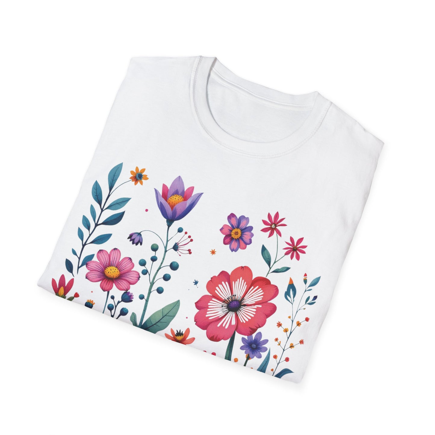 Floral Print Unisex Softstyle T-Shirt - Perfect for Spring Celebrations