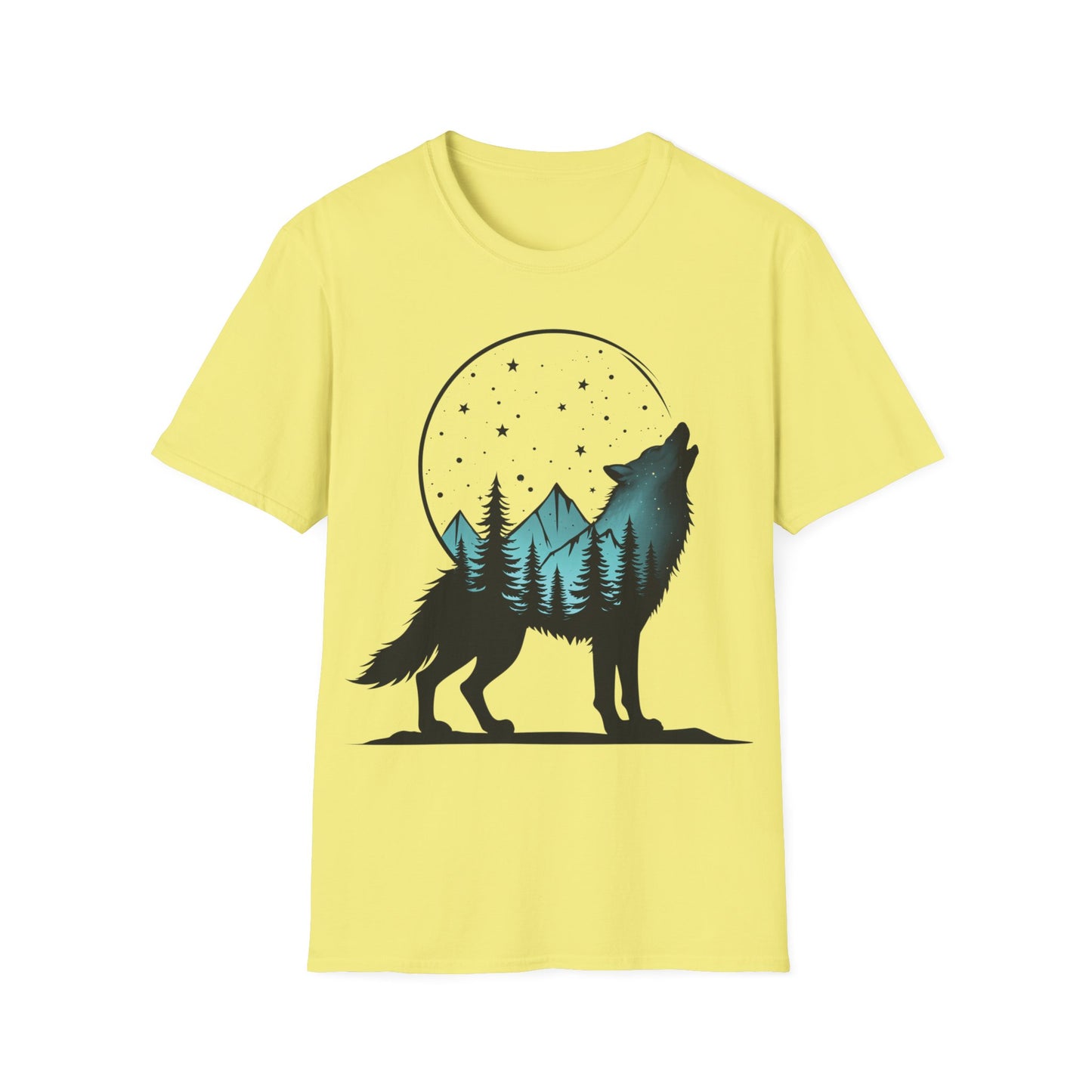 Howling Wolf Unisex Softstyle T-Shirt - Nature Graphic Tee for Adventure Lovers