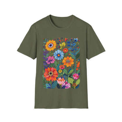 Floral Garden Unisex Softstyle T-Shirt - Vibrant Flower Art for Nature Lovers