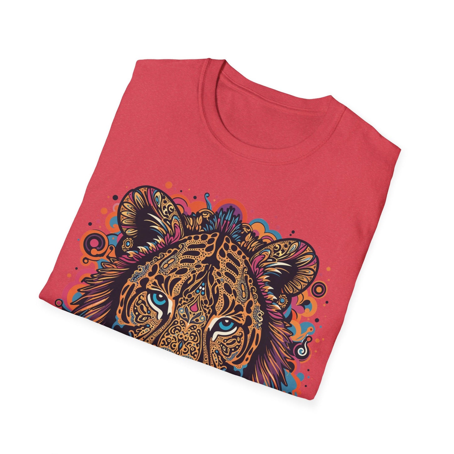 Vibrant Lion Unisex Softstyle T-Shirt - Eye-Catching Graphic Tee for Animal Lovers