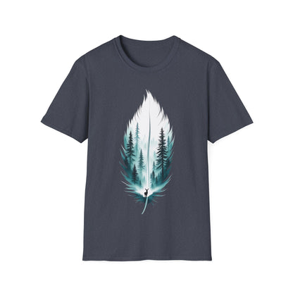 Nature-Inspired Unisex Softstyle T-Shirt - Forest Feather Design