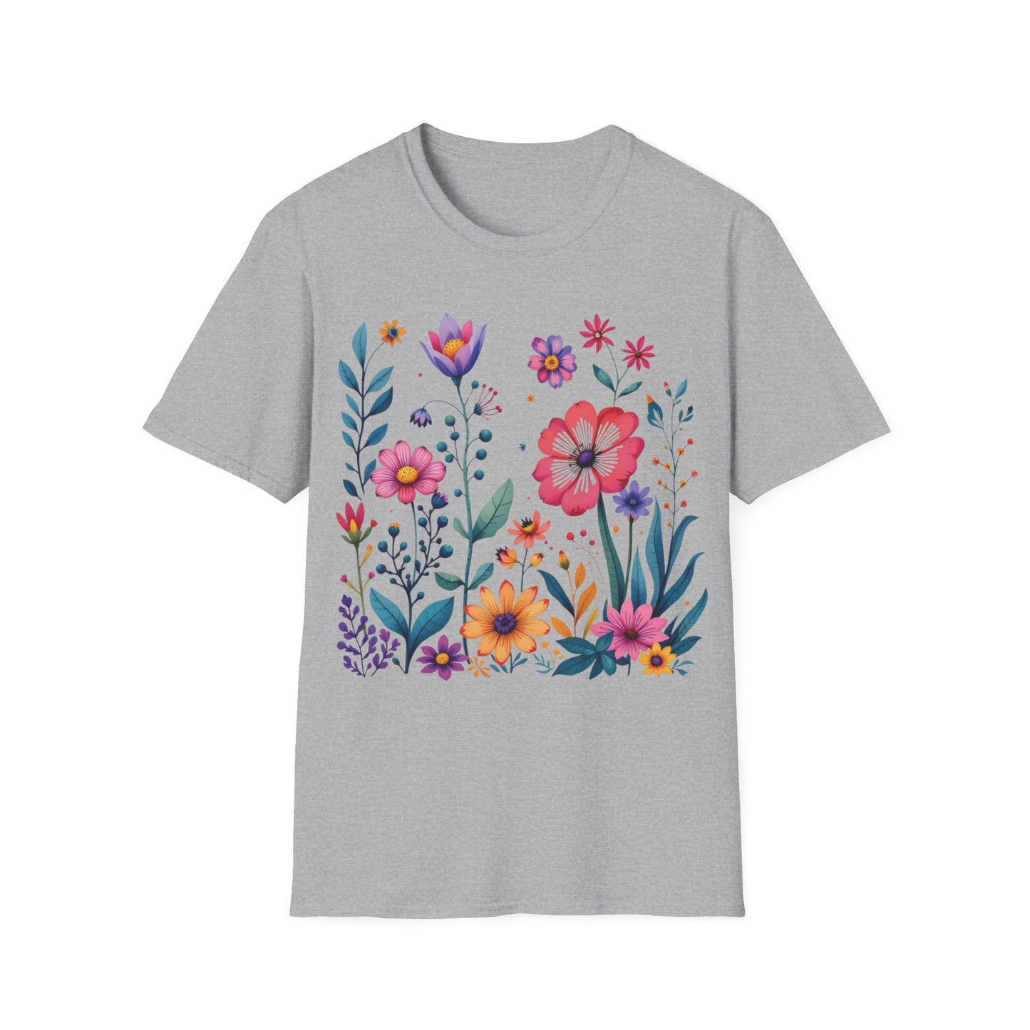 Floral Print Unisex Softstyle T-Shirt - Perfect for Spring Celebrations