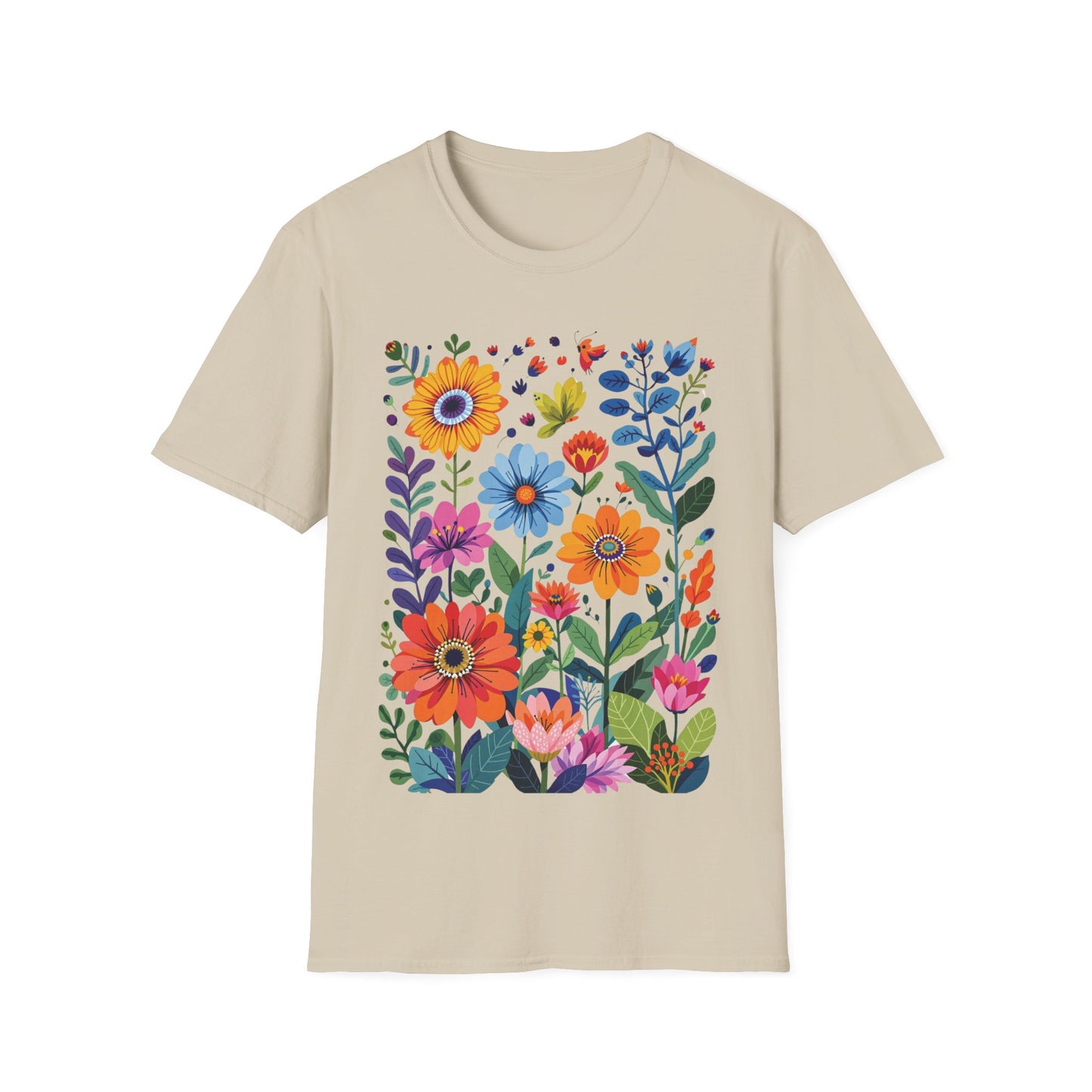 Floral Garden Unisex Softstyle T-Shirt - Vibrant Flower Art for Nature Lovers