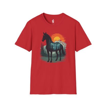 Mountain Sunset Horse Graphic T-Shirt