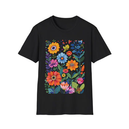 Floral Garden Unisex Softstyle T-Shirt - Vibrant Flower Art for Nature Lovers