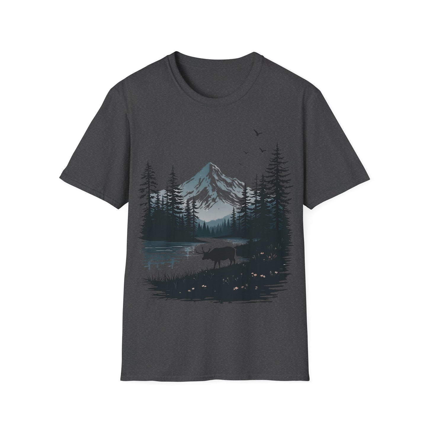 Mountain Moose Unisex Softstyle T-Shirt - Nature Lover's Tee