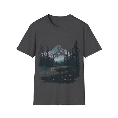 Mountain Moose Unisex Softstyle T-Shirt - Nature Lover's Tee