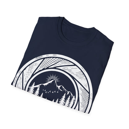 Nature-Inspired Unisex Softstyle T-Shirt with Mountain Design