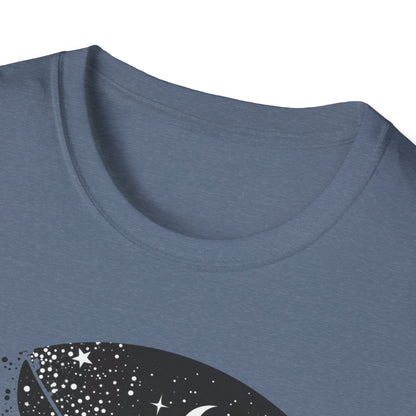 Celestial Bird Unisex Softstyle T-Shirt - Cosmic Aesthetic Tee for Nature Lovers