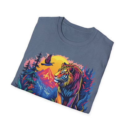 Wild Lion Graphic Unisex Softstyle T-Shirt - Nature Lover's Apparel