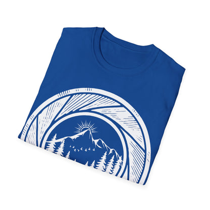 Nature-Inspired Unisex Softstyle T-Shirt with Mountain Design