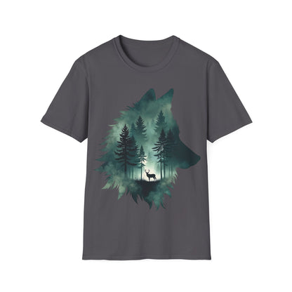 Wolf Silhouette Nature Unisex Softstyle T-Shirt