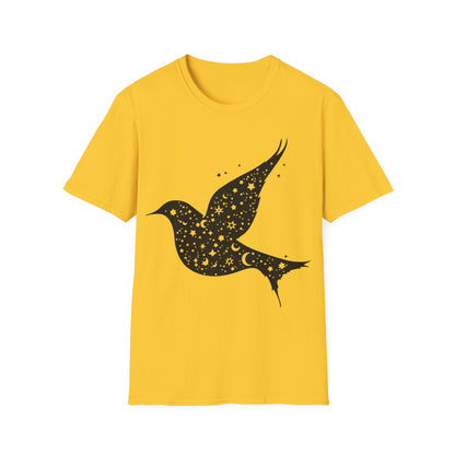 Celestial Bird Unisex Softstyle T-Shirt - Cosmic Star Print