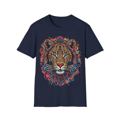 Vibrant Lion Unisex Softstyle T-Shirt - Eye-Catching Graphic Tee for Animal Lovers