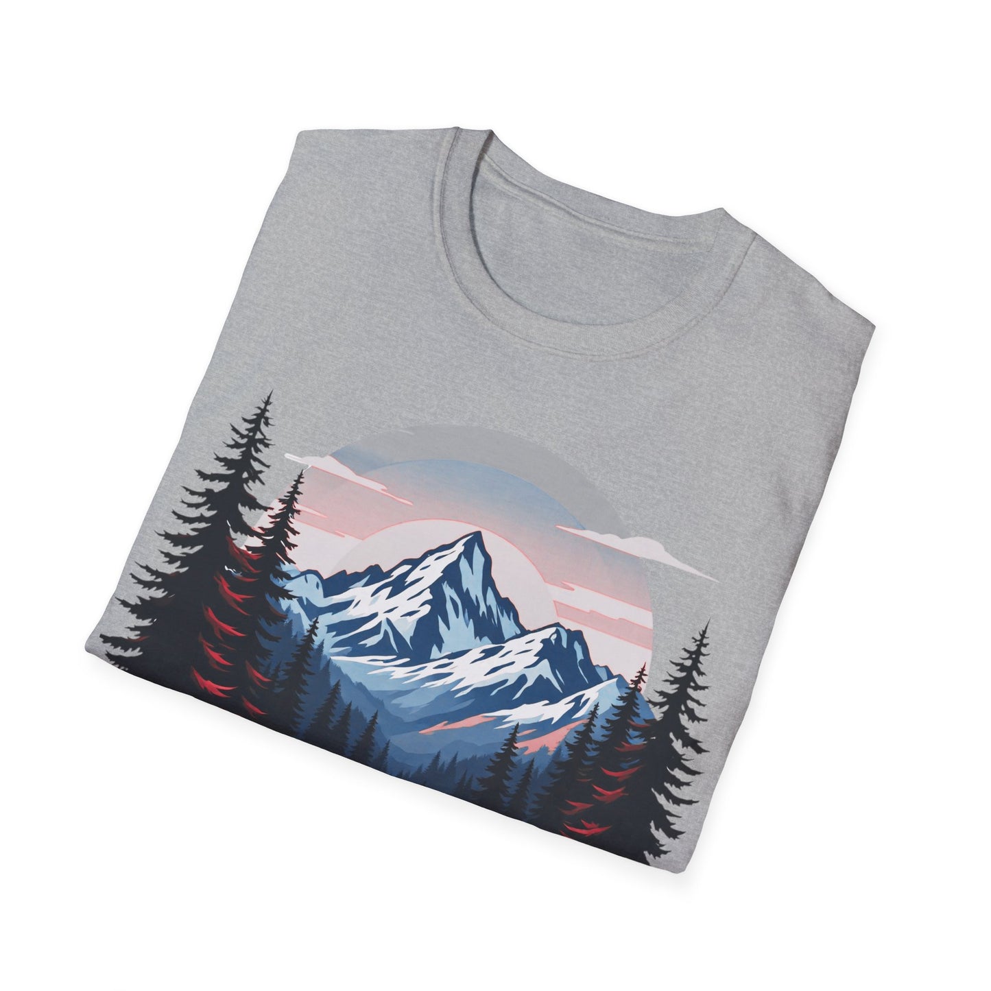 Adventure Awaits Unisex Softstyle T-Shirt - Mountain Camping Graphic Tee