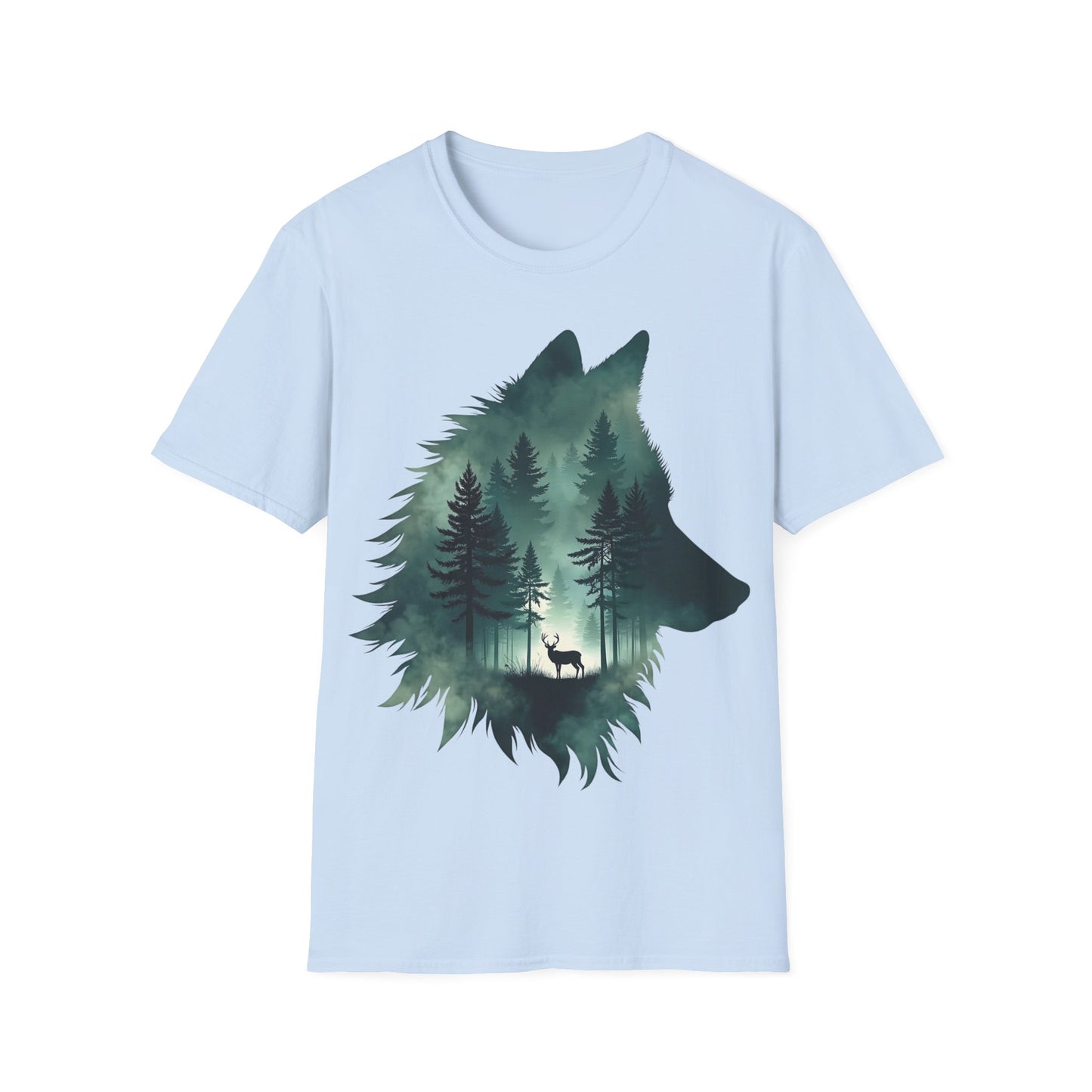 Wolf Silhouette Nature Unisex Softstyle T-Shirt