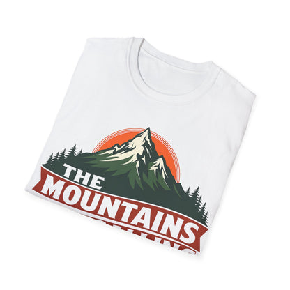 Unisex Softstyle T-Shirt - 'The Mountains Are Calling' Adventure Tee