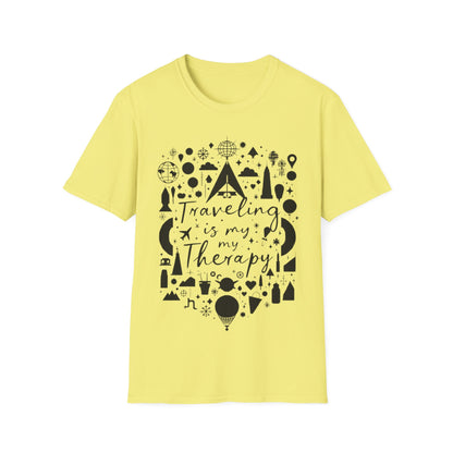 Traveling is My Therapy Unisex Softstyle T-Shirt - Adventure & Wanderlust Apparel