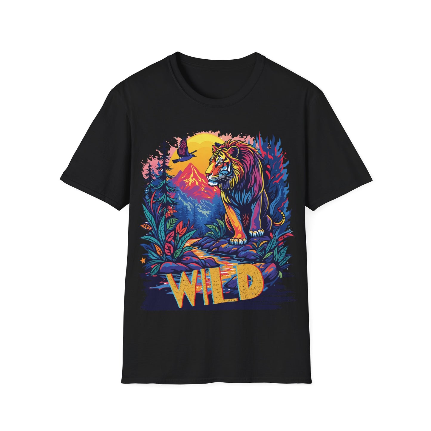 Wild Lion Graphic Unisex Softstyle T-Shirt - Nature Lover's Apparel