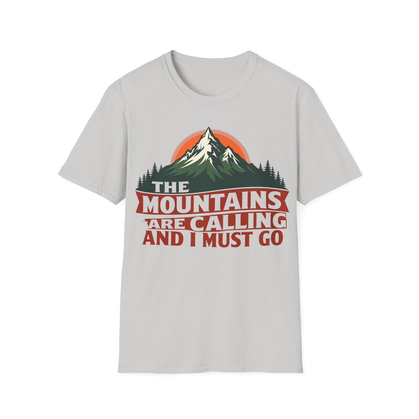 Unisex Softstyle T-Shirt - 'The Mountains Are Calling' Adventure Tee