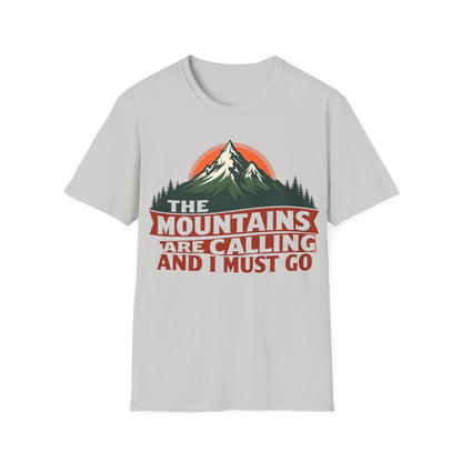 Unisex Softstyle T-Shirt - 'The Mountains Are Calling' Adventure Tee