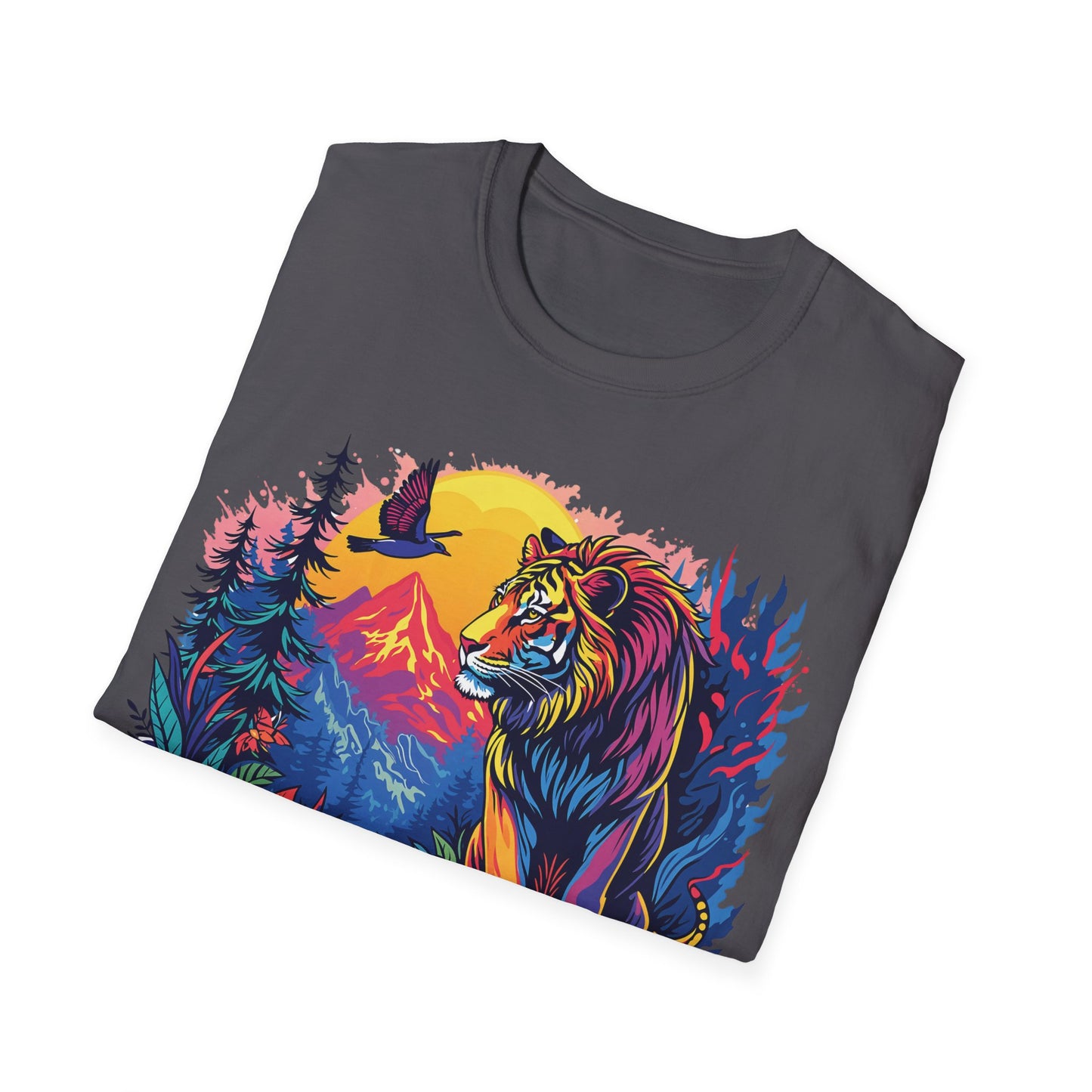 Wild Lion Graphic Unisex Softstyle T-Shirt - Nature Lover's Apparel