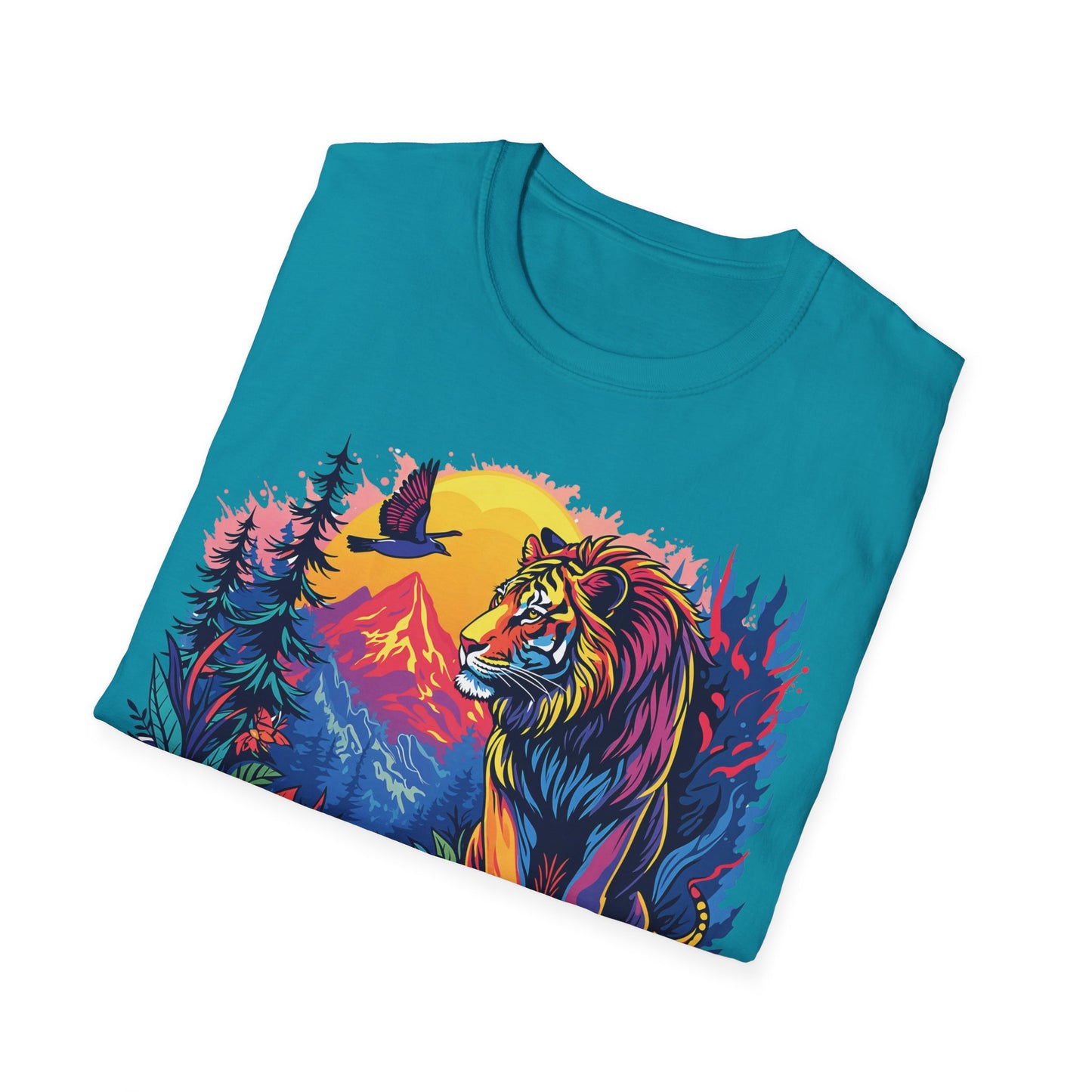 Wild Lion Graphic Unisex Softstyle T-Shirt - Nature Lover's Apparel